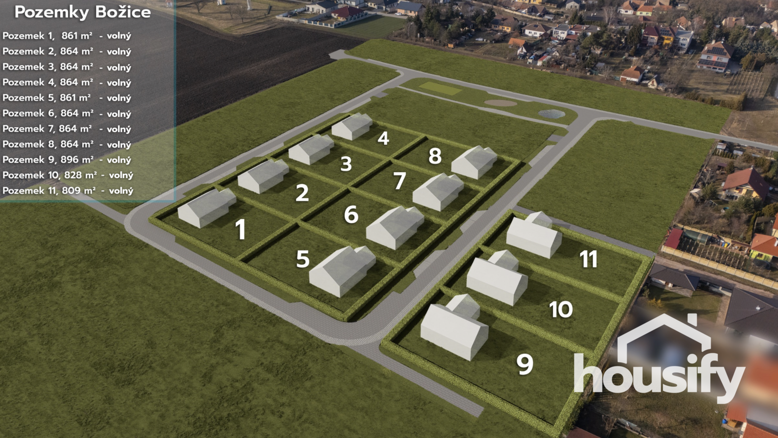 Prodej stavebního pozemku 809 m² - Božice